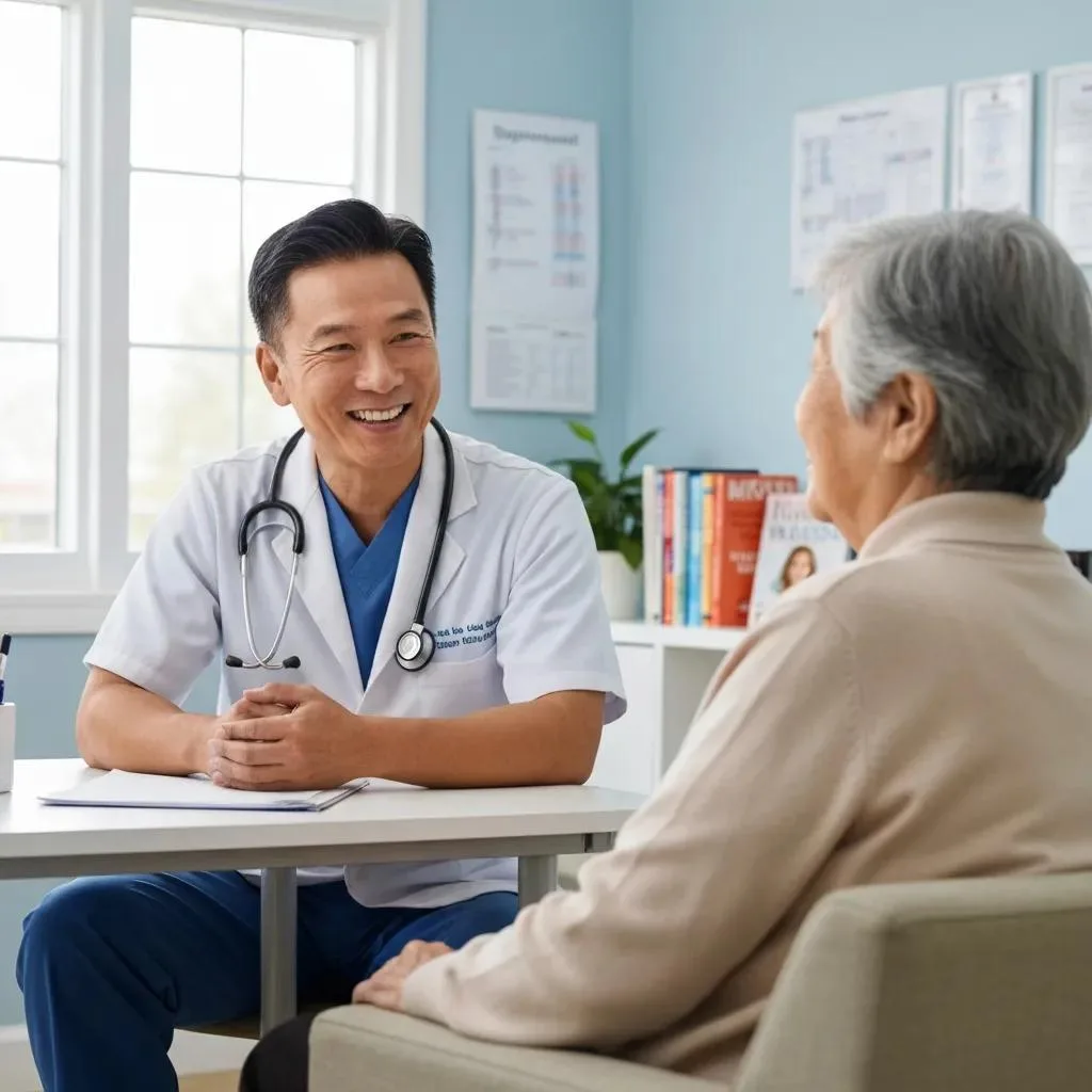 A Clinician Reviewing Treatment Options With An Older Patient In A Clinic Setting