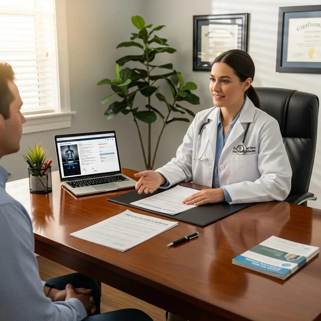 Healthcare Professional Explaining Patient Rights In A Private Setting, Highlighting Informed Consent And Confidentiality