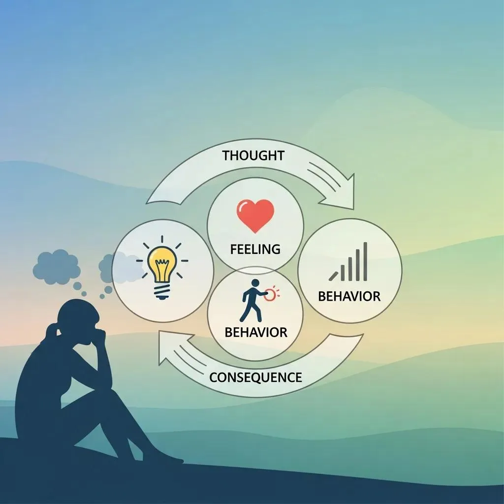 Illustration Of The Thought-Feeling-Behavior Cycle In Cognitive Behavioral Therapy