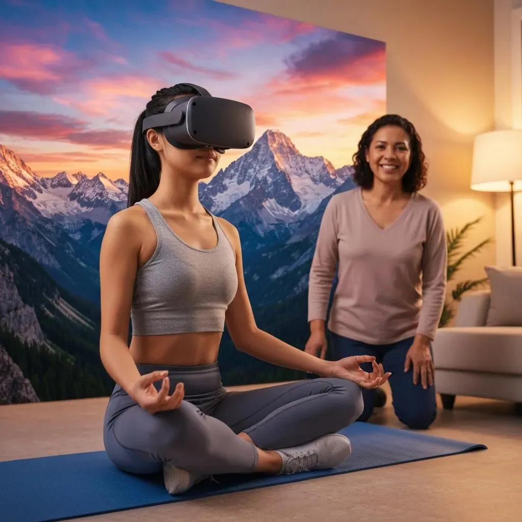 Person Using Virtual Reality Therapy With Therapist Support During Addiction Treatment