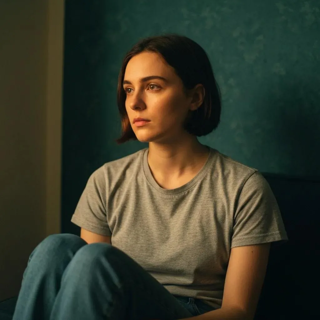 Person Sitting Quietly, Reflecting On Intrusive Thoughts To Illustrate The Emotional Impact Of Ocd