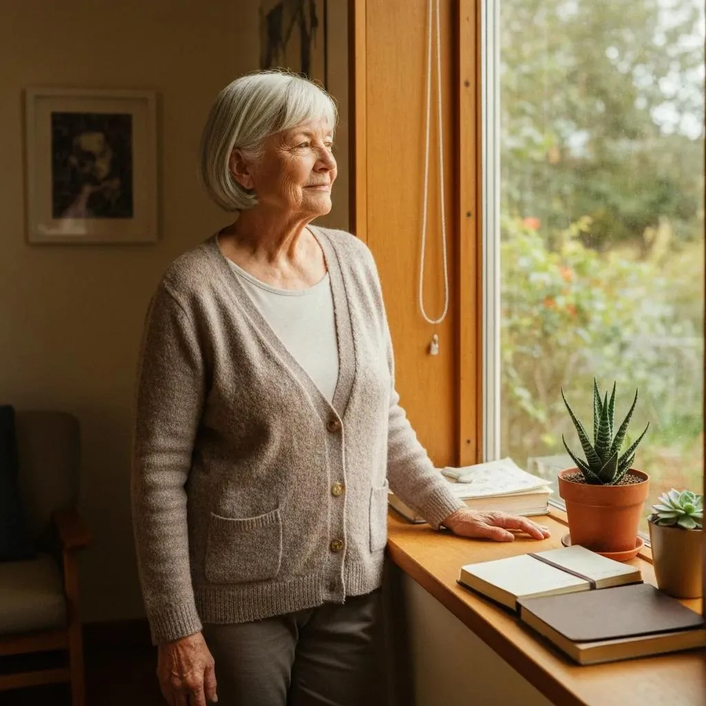 Person Looking Out A Sunlit Window While Reflecting On Alcohol Recovery