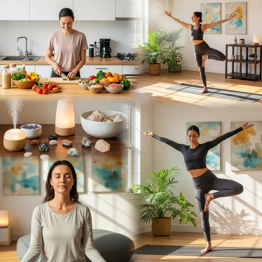 Holistic Treatment: Mind, Body, &Amp; Spirit Recovery Individuals Engaging In Meditation, Yoga, And Nutrition, Representing Holistic Therapy Modalities