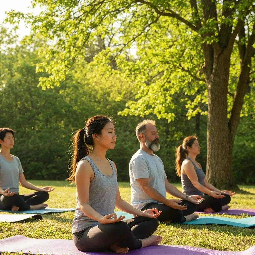 People Practicing Guided Mindfulness Outdoors To Support Recovery