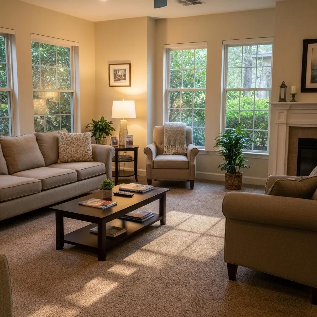 Inviting sober living home environment with cozy furniture and recovery literature