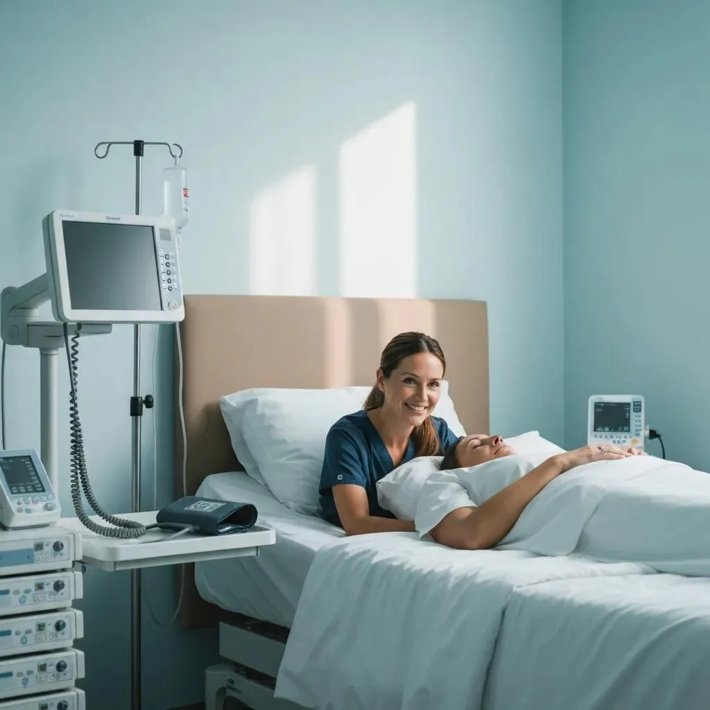 Medical Detox Room Where A Clinician Monitors A Patient — Highlighting Safety And Close Observation During Withdrawal