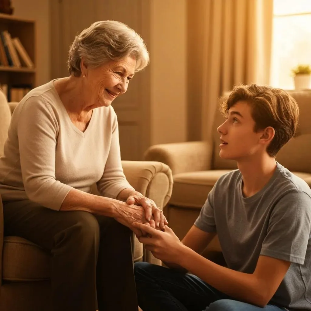 Mental Illness Prevalence Statistics An Older Adult And A Teenager Sharing A Supportive Conversation At Home, Highlighting Intergenerational Mental Health Care