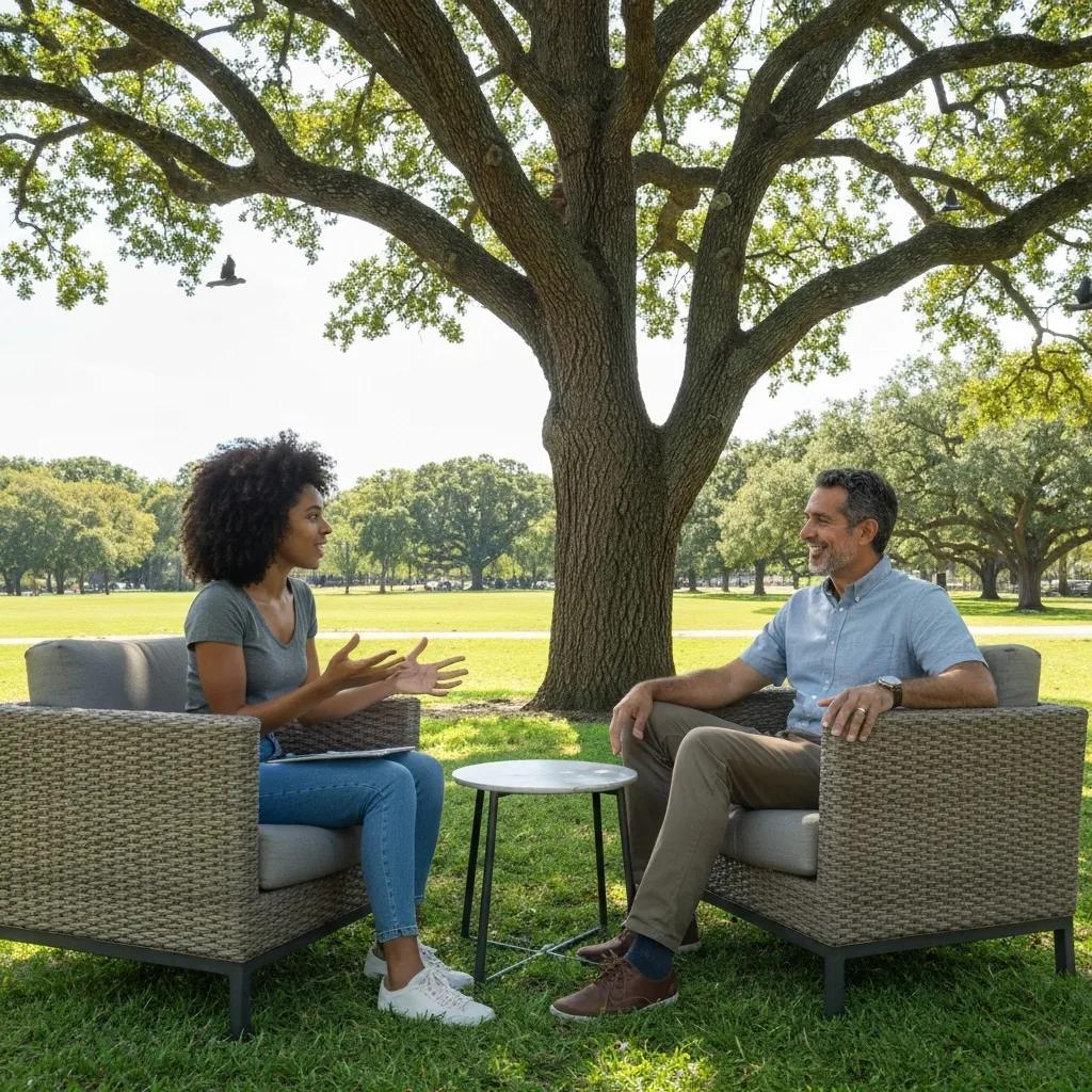 Trauma-Informed Therapy For Addiction Outdoor Therapy Session Representing Ongoing Trauma-Informed Recovery Support