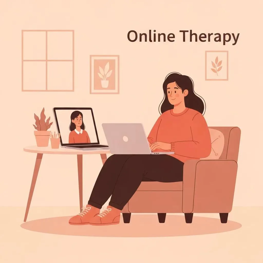 Person Participating In An Online Therapy Session, Showcasing A Supportive And Inviting Environment