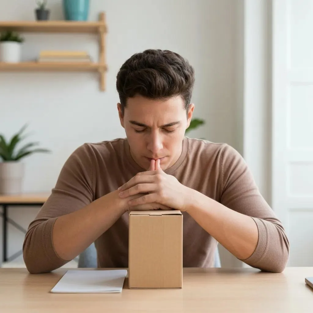 Person Practicing Box Breathing Indoors, Sitting Calmly With Hands Relaxed
