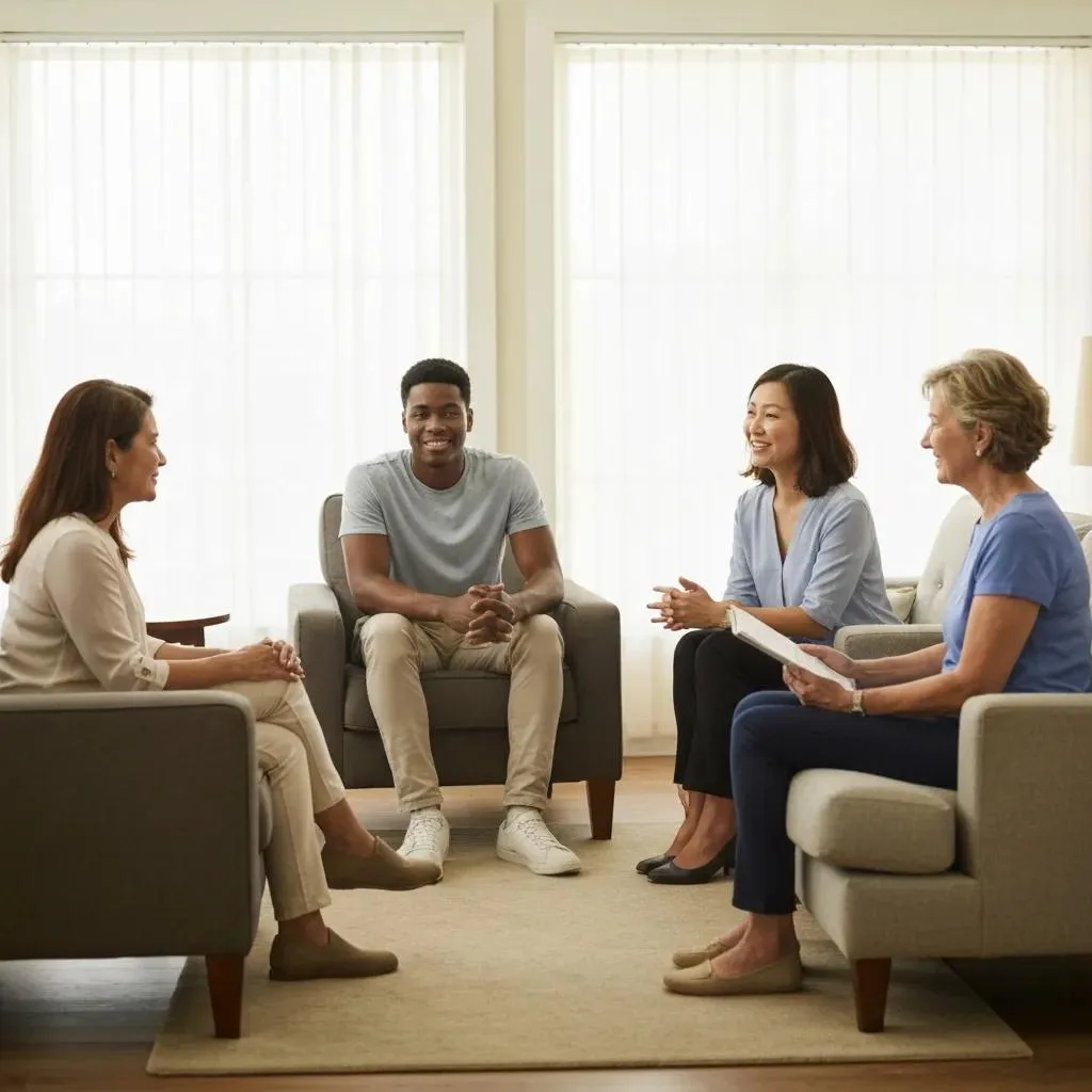 Understanding Drug Charges Supportive Group Therapy Session Illustrating Rehabilitation Through Drug Court Programs