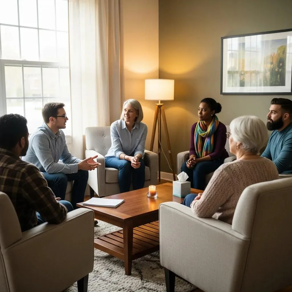 Supportive Therapy Session For Dual Diagnosis Treatment With Diverse Individuals And A Therapist