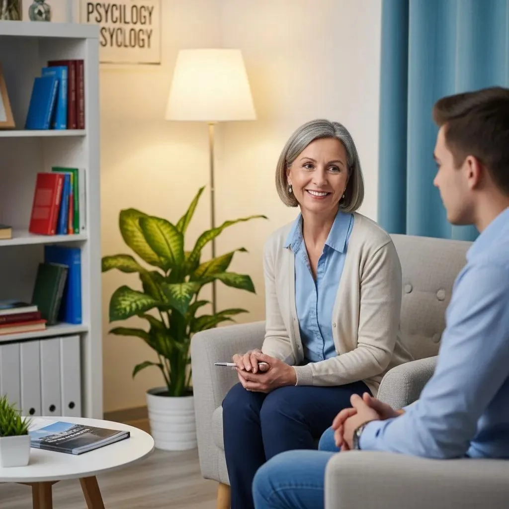 Therapist And Client In A Cozy Therapy Session Discussing Cognitive Behavioral Therapy