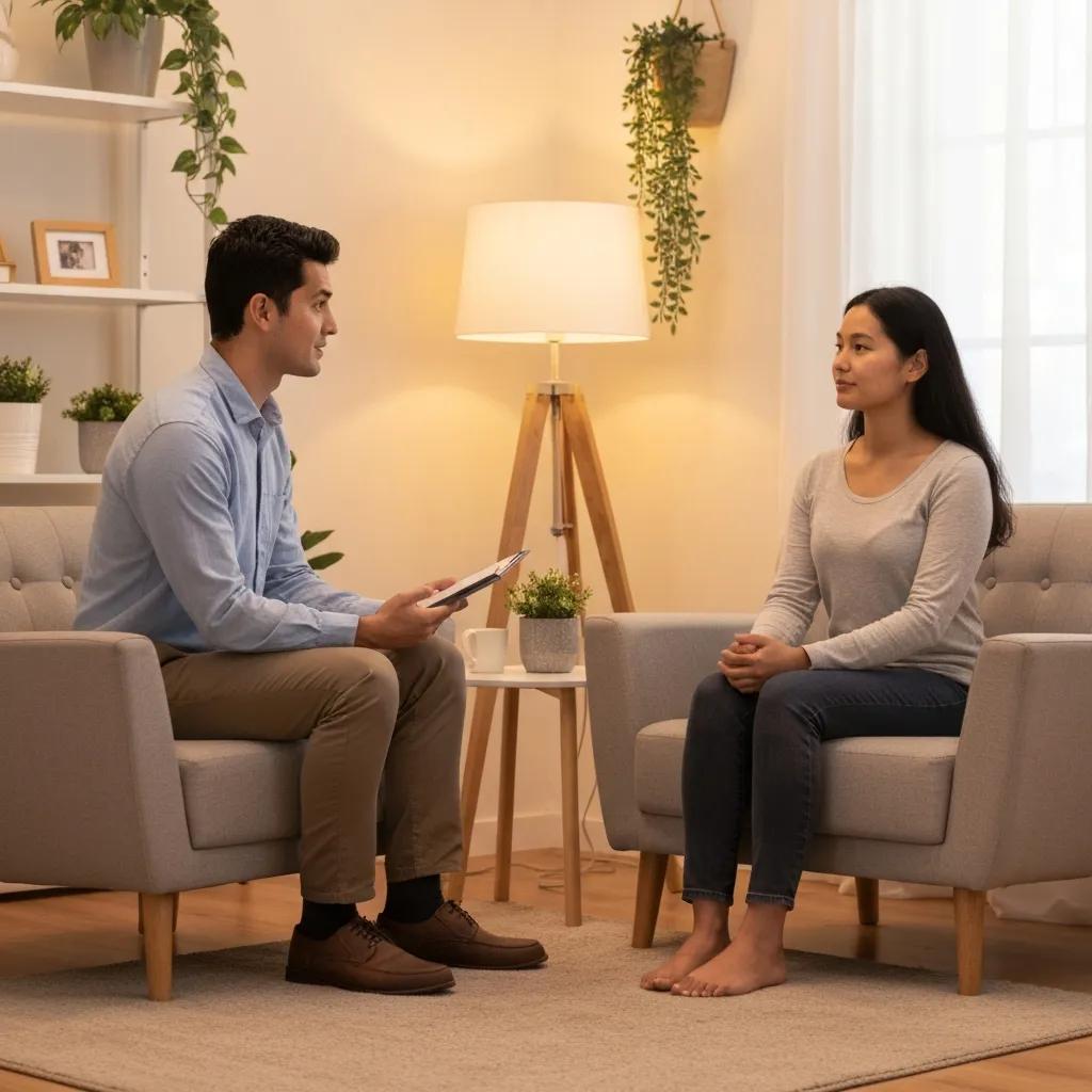 Therapist and patient in a supportive counseling session, emphasizing the importance of mental health in bulimia treatment