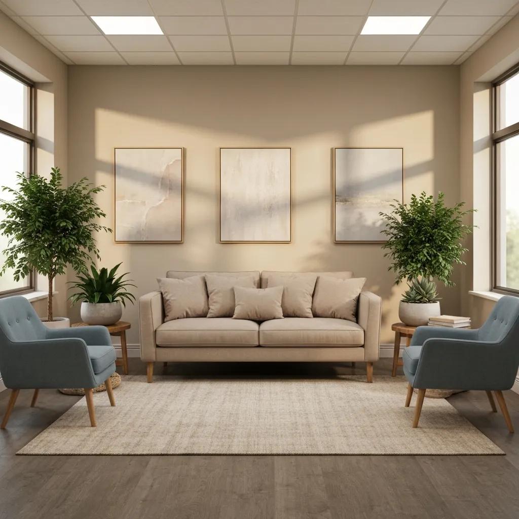 Therapy room representing a safe space for co-occurring depression and anxiety treatment