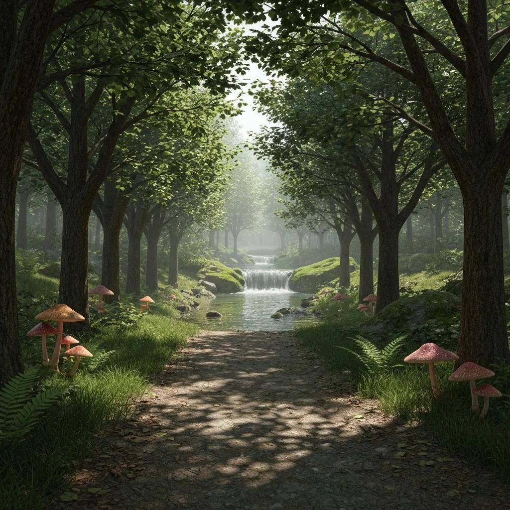 Sunlit Forest Path Suggesting Calm And The Restorative Effects Of Nature Therapy