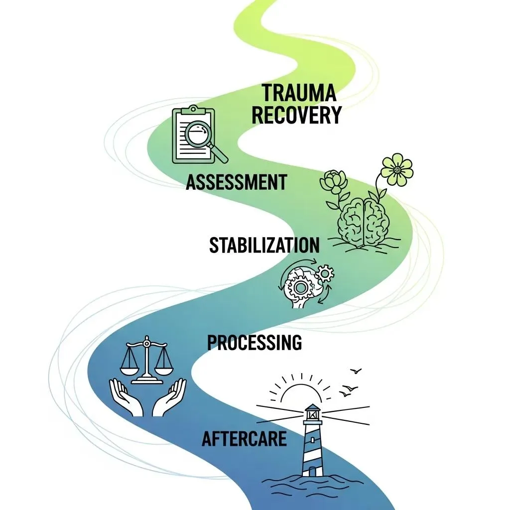 Visual Representation Of The Trauma Recovery Process Stages For Ptsd Treatment