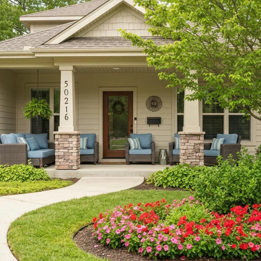 Welcoming Sober Living House Exterior With A Cozy Porch And Greenery, Symbolizing Recovery Support