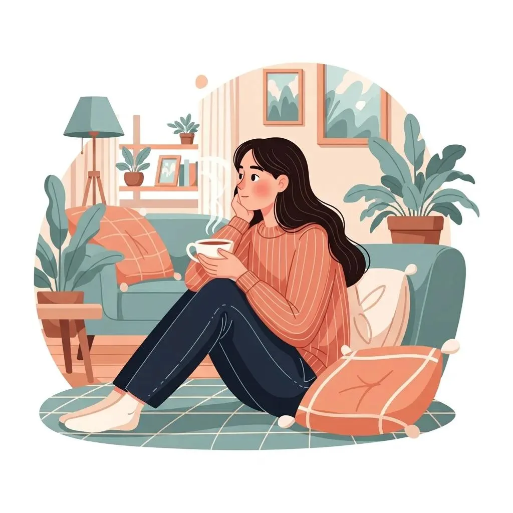 Young Adult In A Cozy Room Reflecting On Social Anxiety, Emphasizing Comfort And Introspection