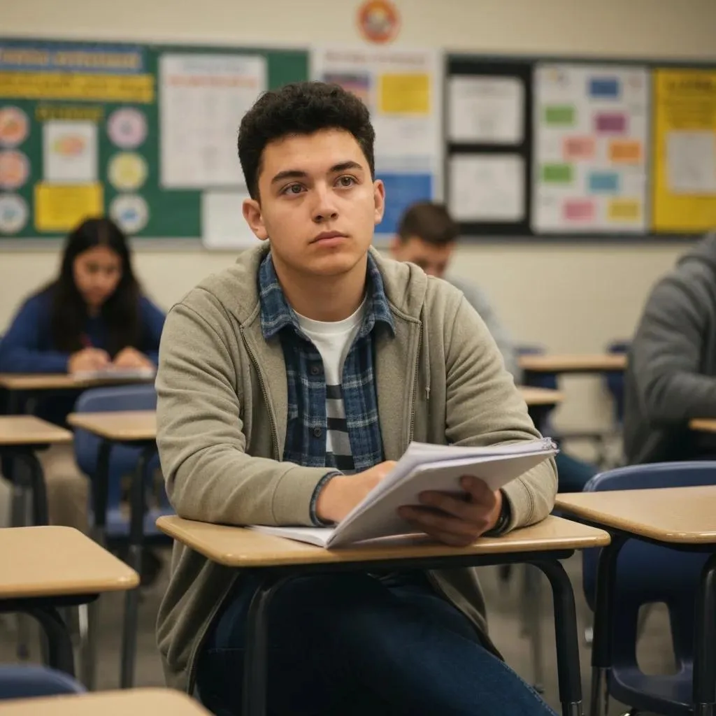 A Young Adult In A School Setting, Pausing To Reflect — Highlighting Trends In Youth Mental Health