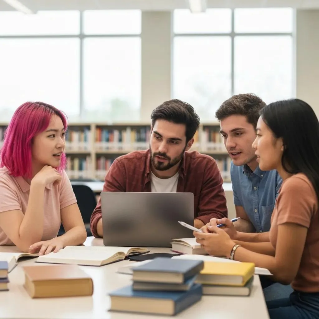 Students Studying On Campus, Highlighting How College Life Can Affect Mental Health