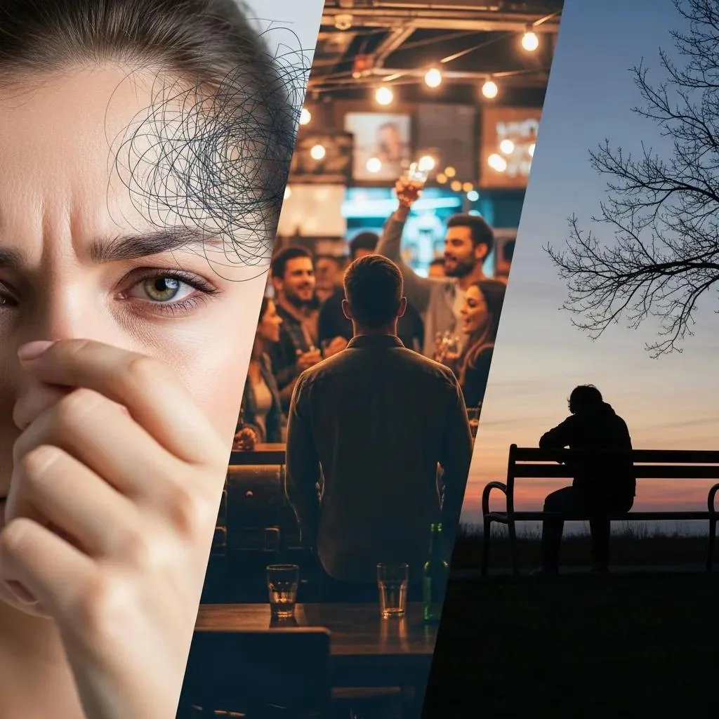 Collage Illustrating Internal, External, And Emotional Triggers Affecting Sobriety