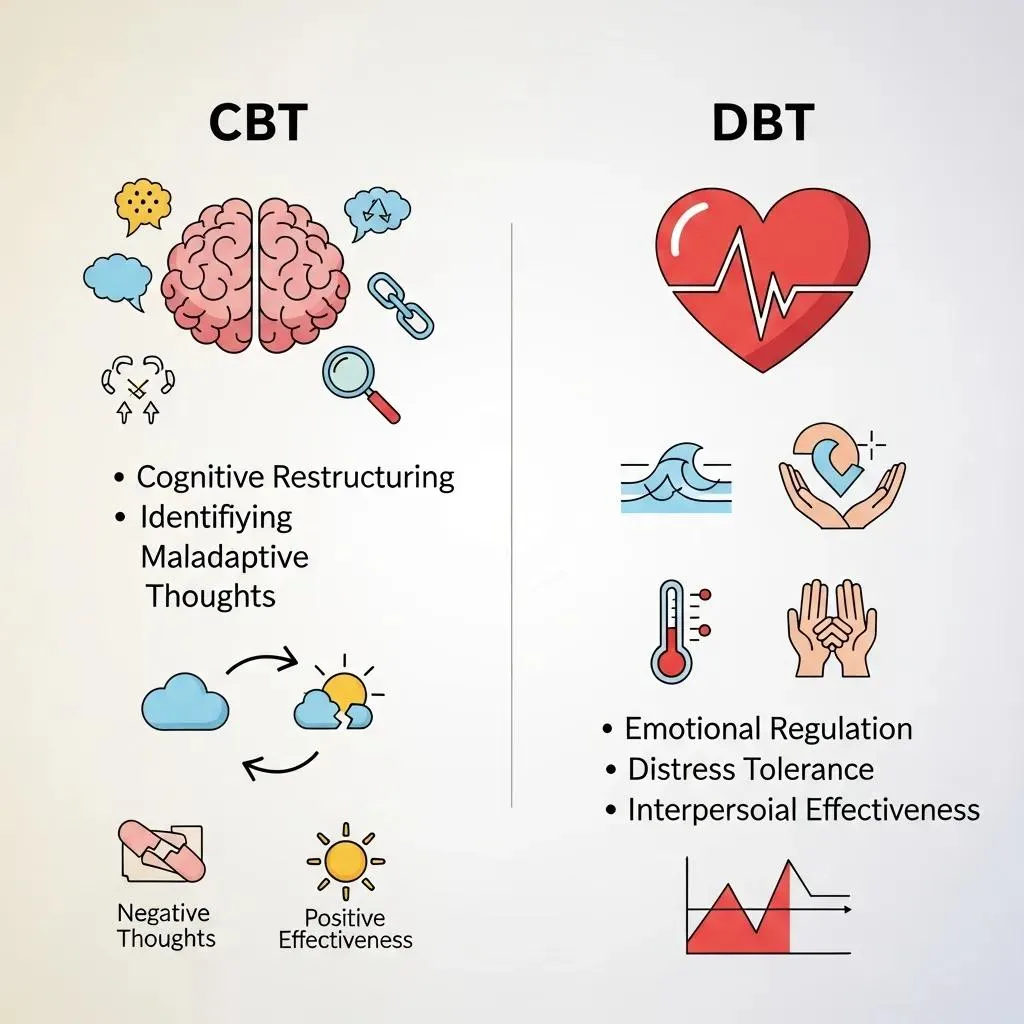 Comparison Of Cbt And Dbt Focusing On Cognitive Restructuring And Emotional Regulation