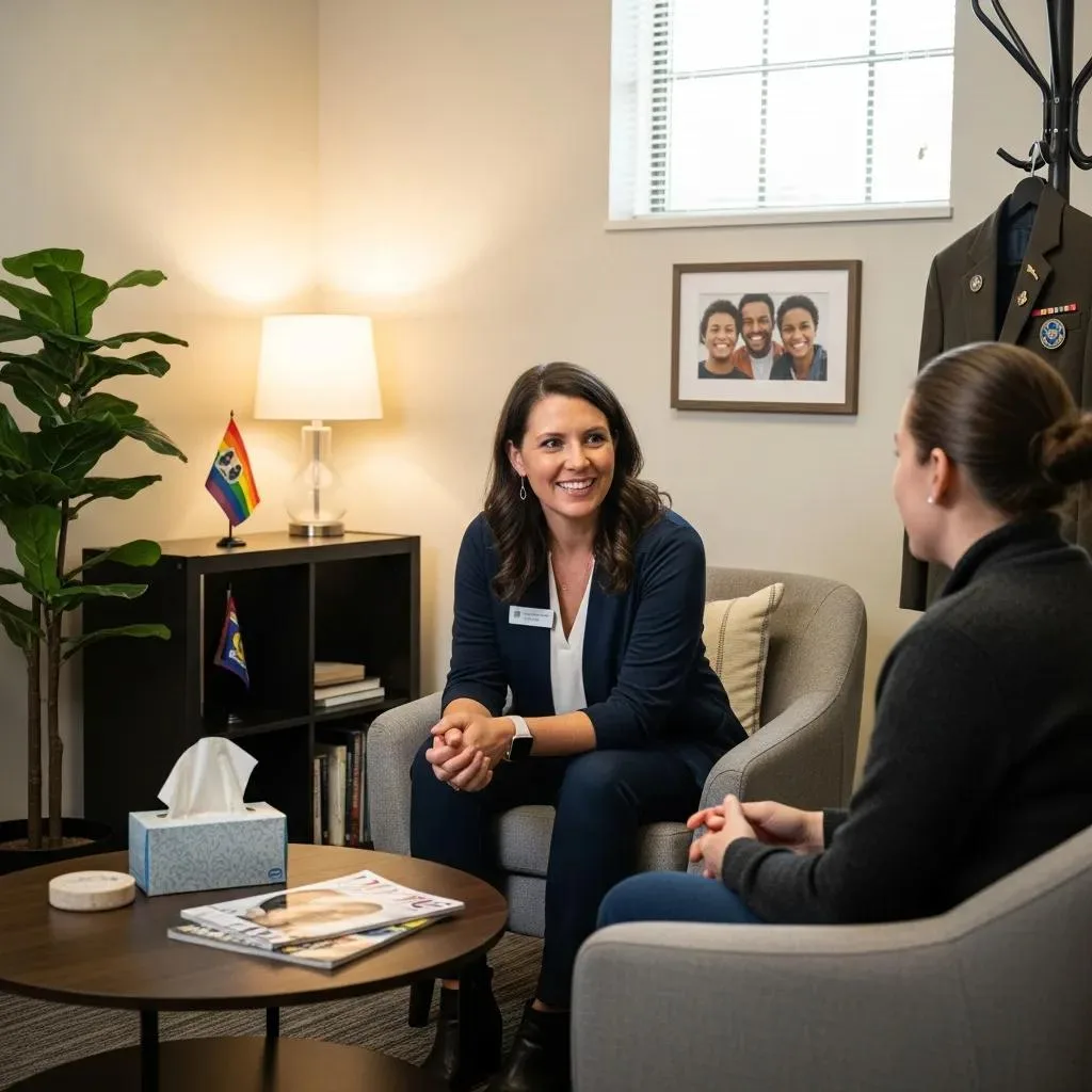 Counselor Providing Specialized Support In A Comfortable Office, Highlighting Resources For Diverse Populations