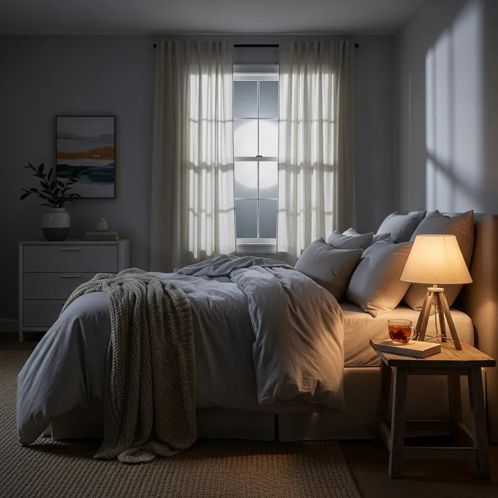 Cozy bedroom setting promoting sleep hygiene and relaxation