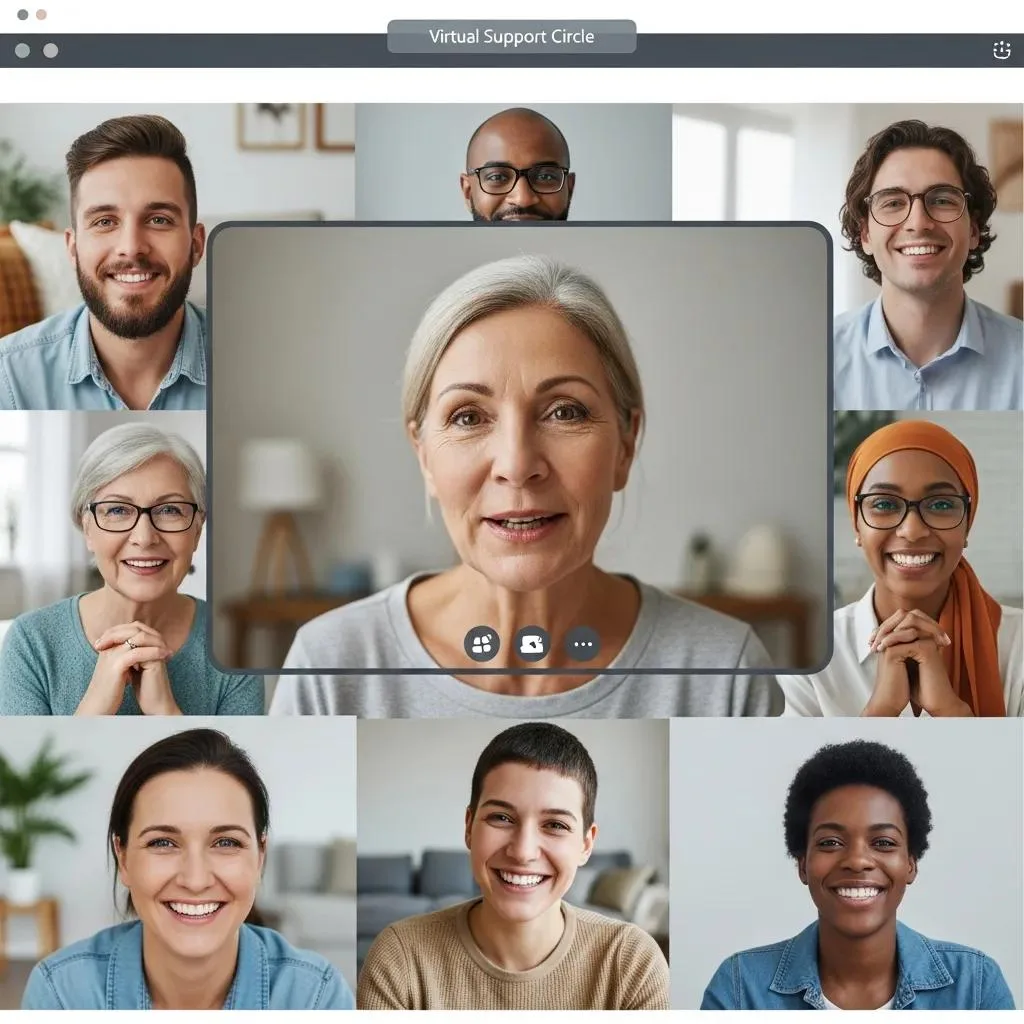 Telehealth For Addiction Treatment: Benefits &Amp; Access Diverse Individuals Engaged In A Virtual Group Therapy Session, Highlighting The Benefits Of Online Addiction Therapy