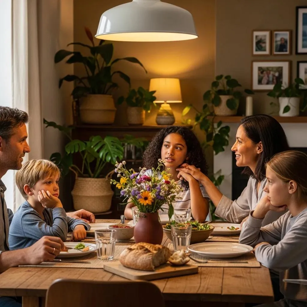 Family Engaged In Meaningful Conversation, Highlighting Healthy Communication And Emotional Connection