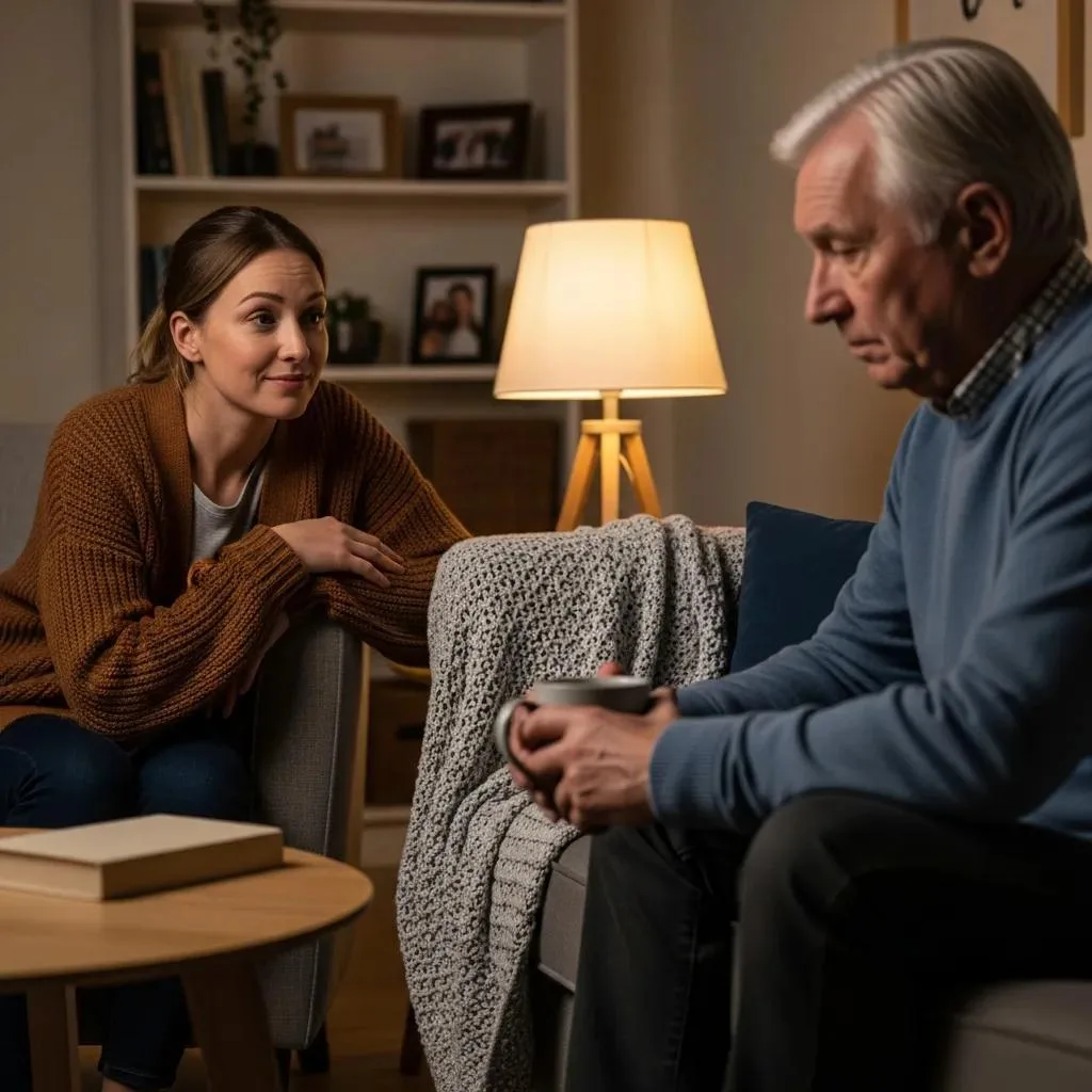 Family Member Observing A Loved One Showing Signs Of Addiction In A Cozy Living Room