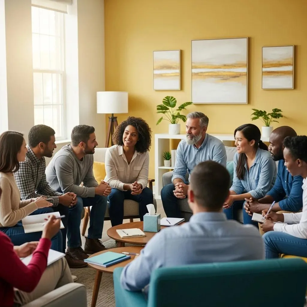 Outpatient Treatment Faq: Your Questions Answered Group Therapy Session Highlighting The Benefits Of Outpatient Therapy And Community Support