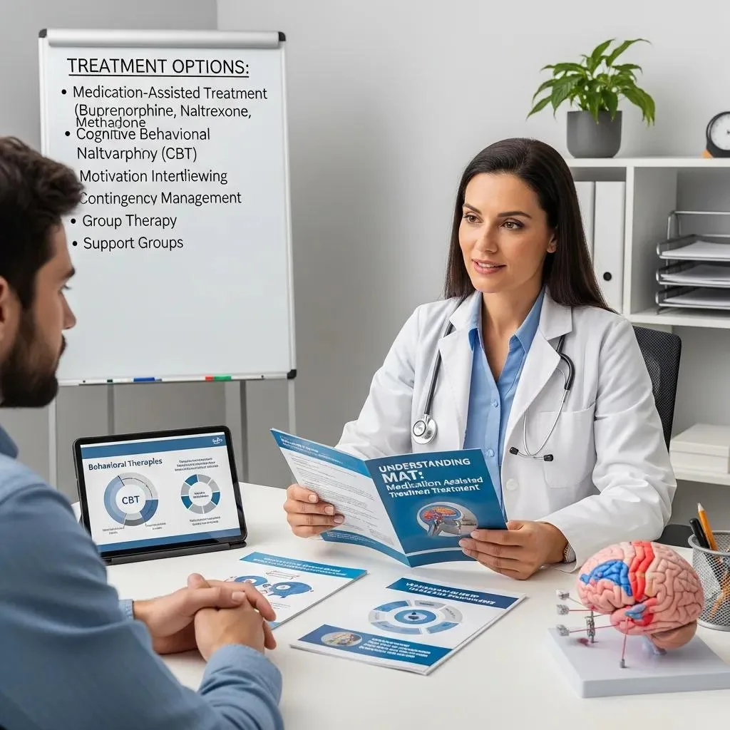 Healthcare Professional Discussing Effective Treatment Options For Opioid Use Disorder With A Patient