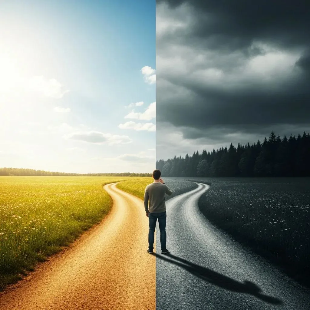 Understanding The Stages Of Addiction &Amp; Recovery Individual At A Crossroads Symbolizing Choices In The Stages Of Addiction Recovery