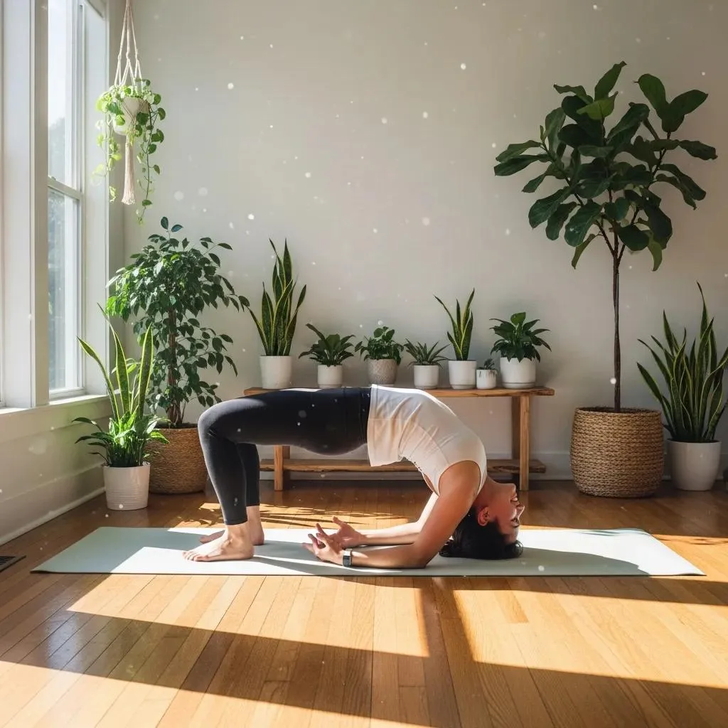 Individual In Bridge Pose Demonstrating Mood Enhancement Through Yoga