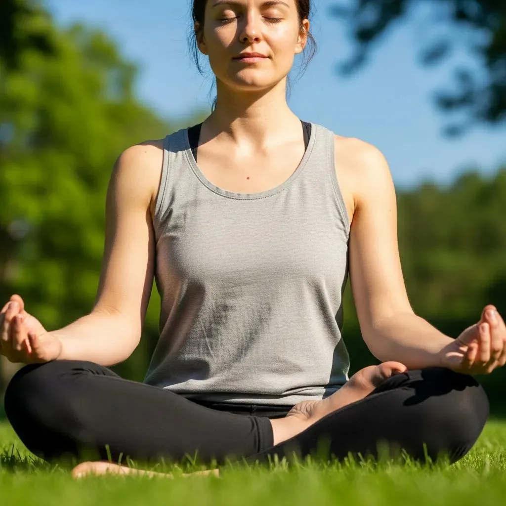 Individual Practicing Mindfulness Meditation Outdoors, Enhancing Emotional Regulation And Stress Relief