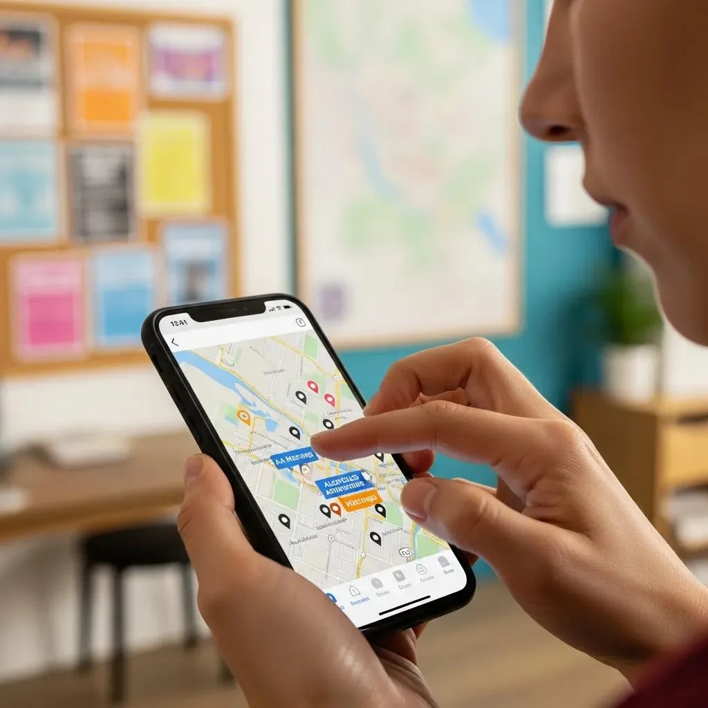 Individual Searching For Local Aa Meetings On A Smartphone, Representing The Journey To Find Support