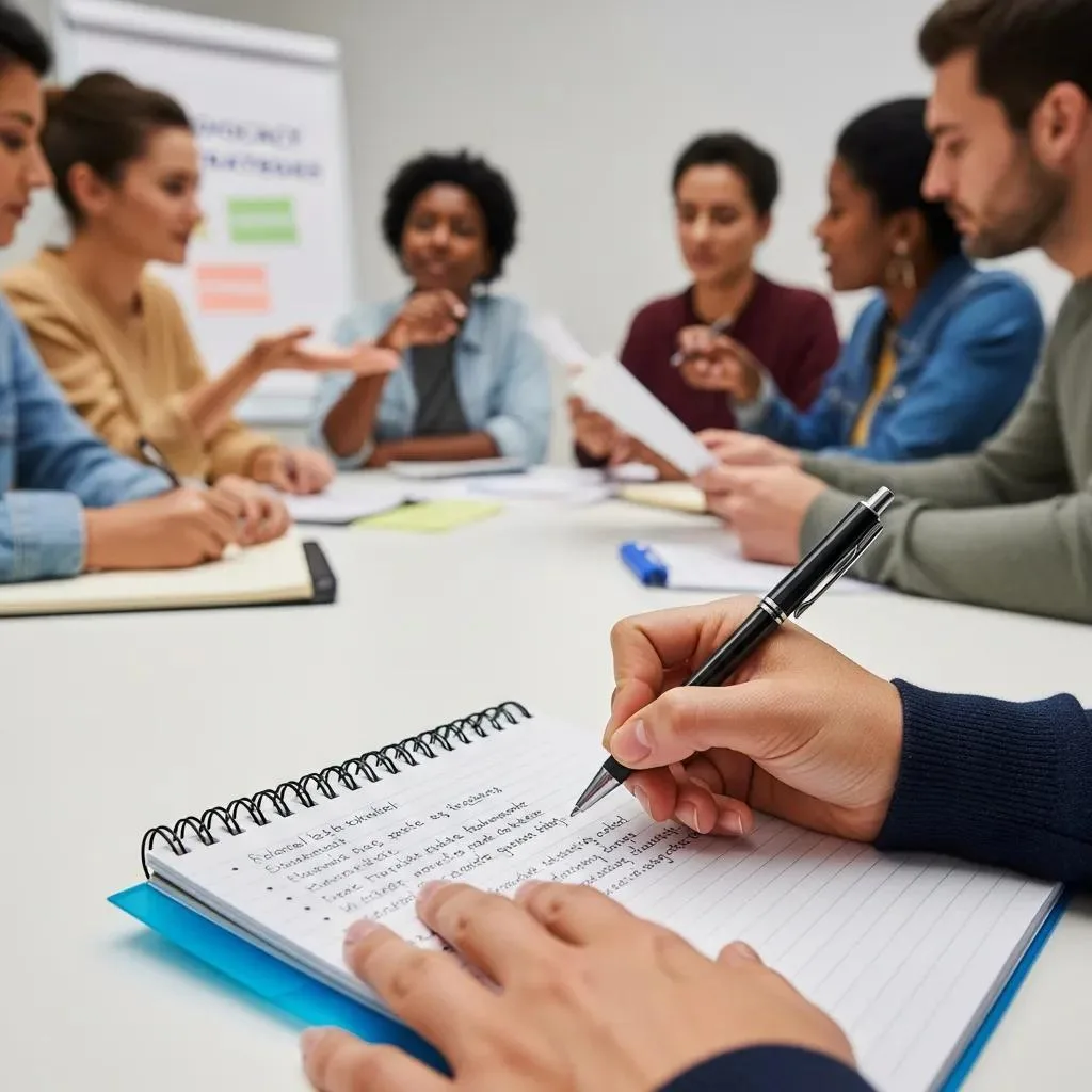 Mental Health Advocacy: Making A Difference Individual Taking Notes During A Mental Health Advocacy Workshop, Highlighting Community Engagement