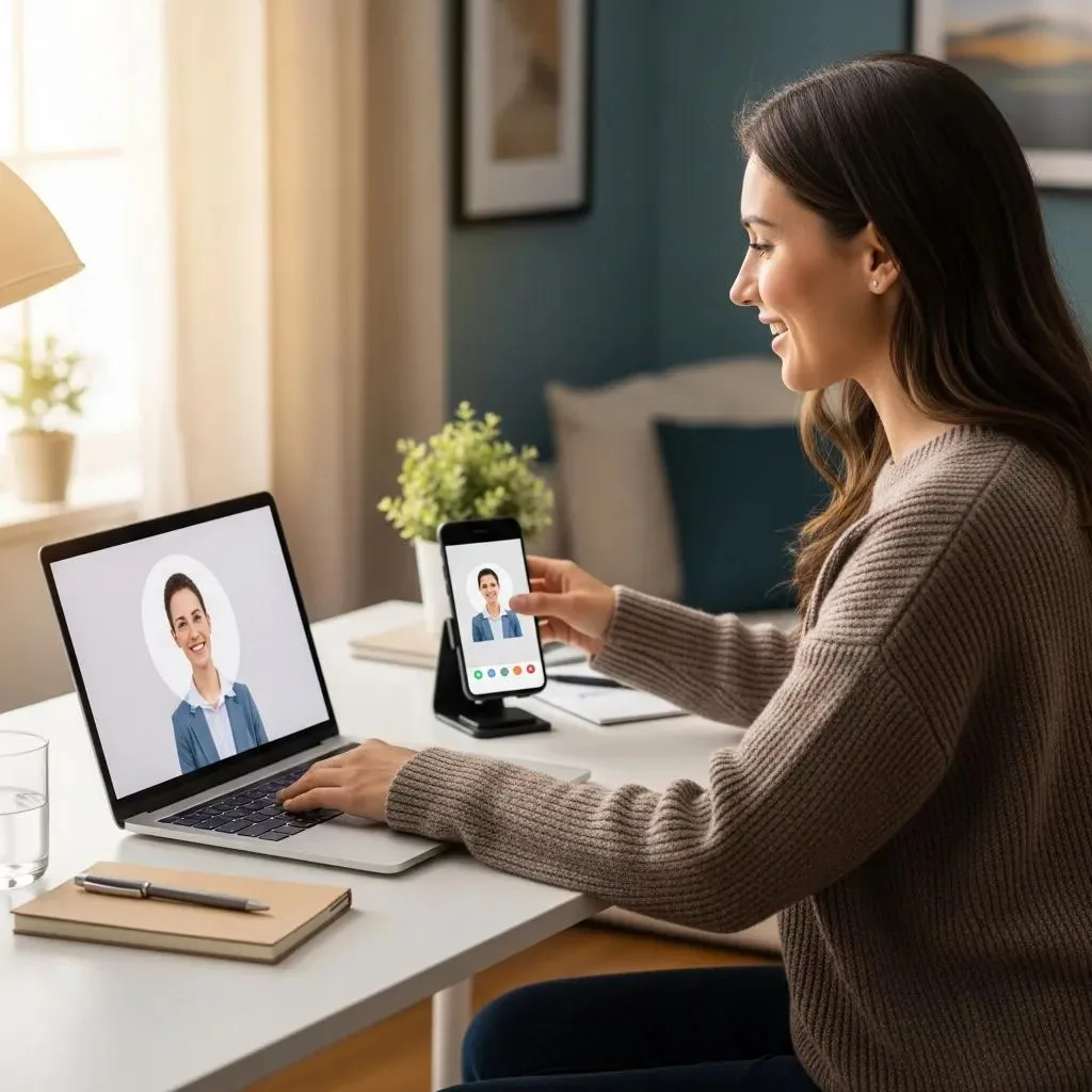 Telehealth For Addiction Treatment: Benefits &Amp; Access Patient Preparing Technology For A Telehealth Addiction Service Appointment, Illustrating Access And Readiness