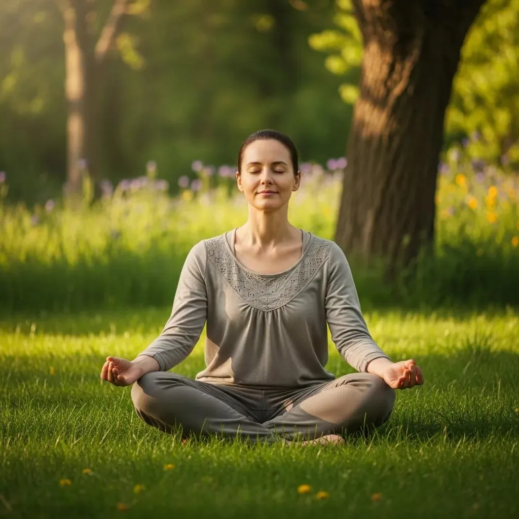 Person Practicing Mindfulness In Nature, Promoting Emotional Well-Being And Stress Management