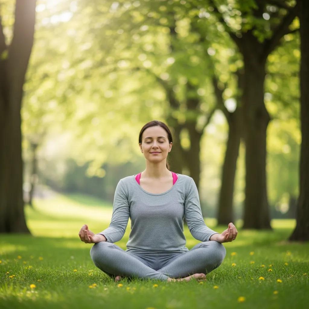 Person practicing mindfulness outdoors, embodying tranquility and focus