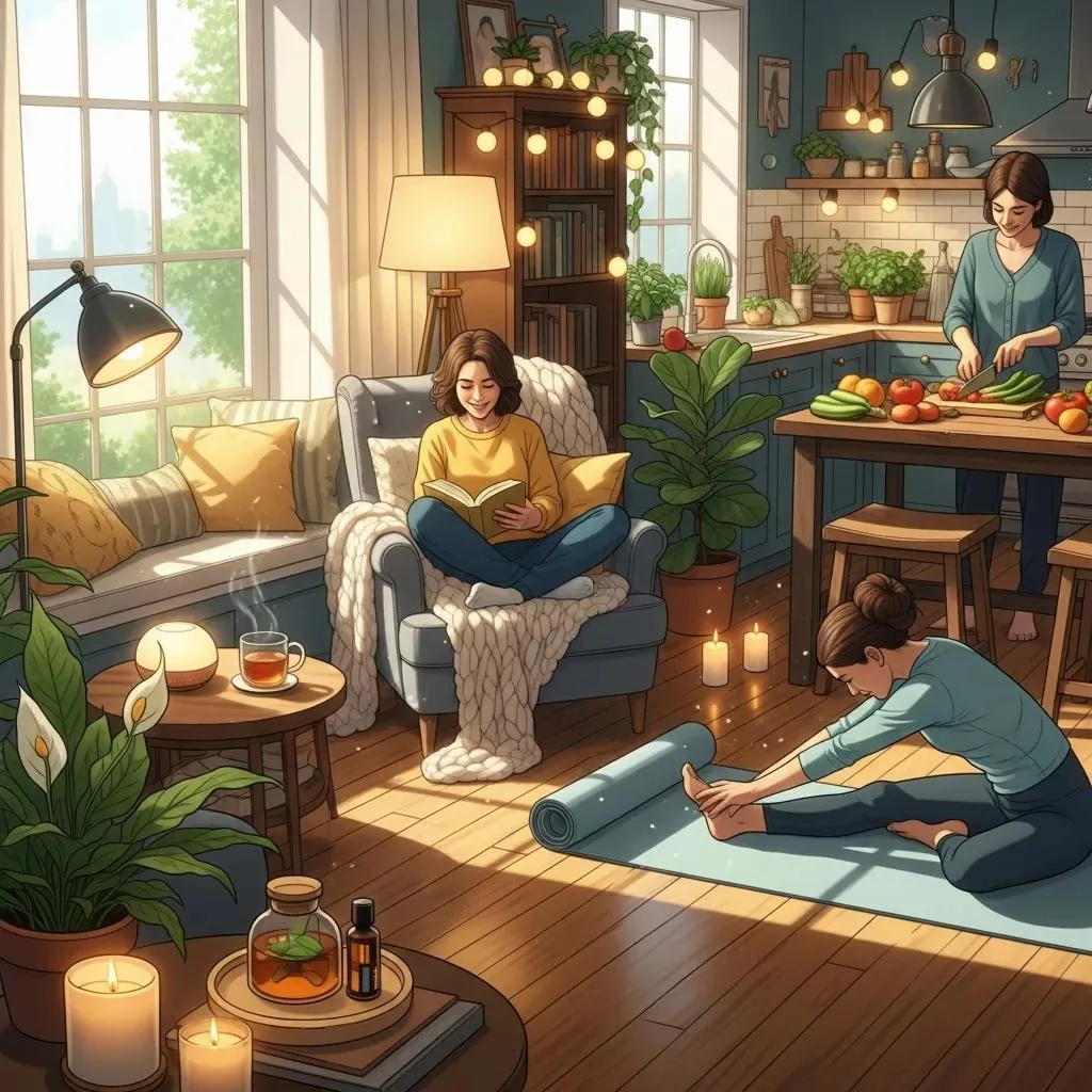 Person Practicing Self-Care Activities In A Cozy Indoor Environment