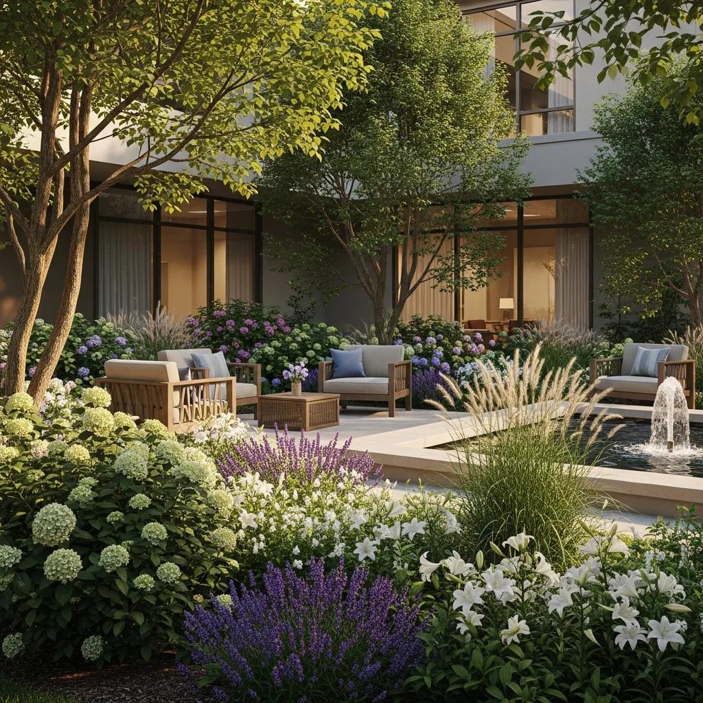 Serene treatment center garden promoting recovery and hope