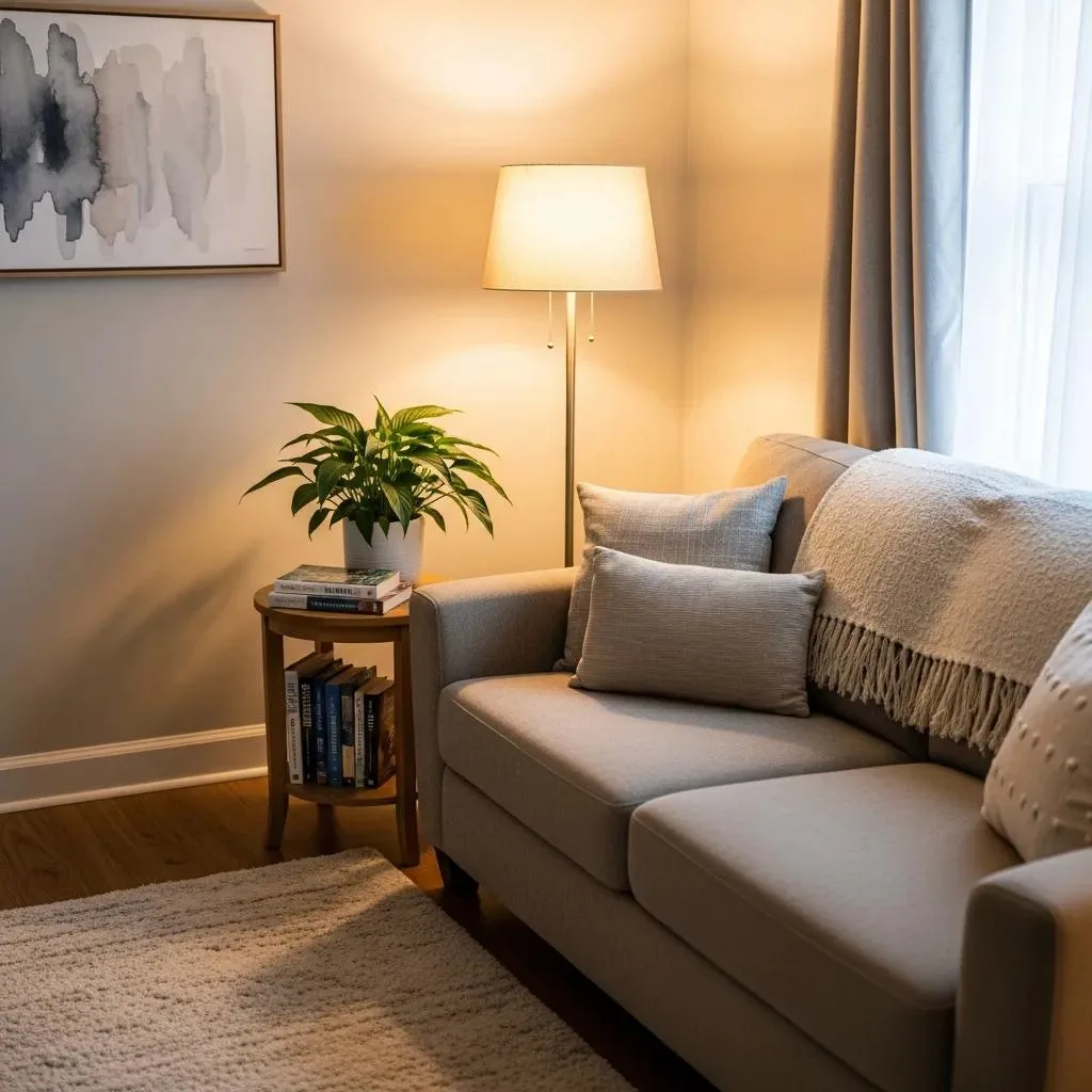 Therapy Room With Comfortable Seating And Calming Decor, Representing Mental Health Therapy