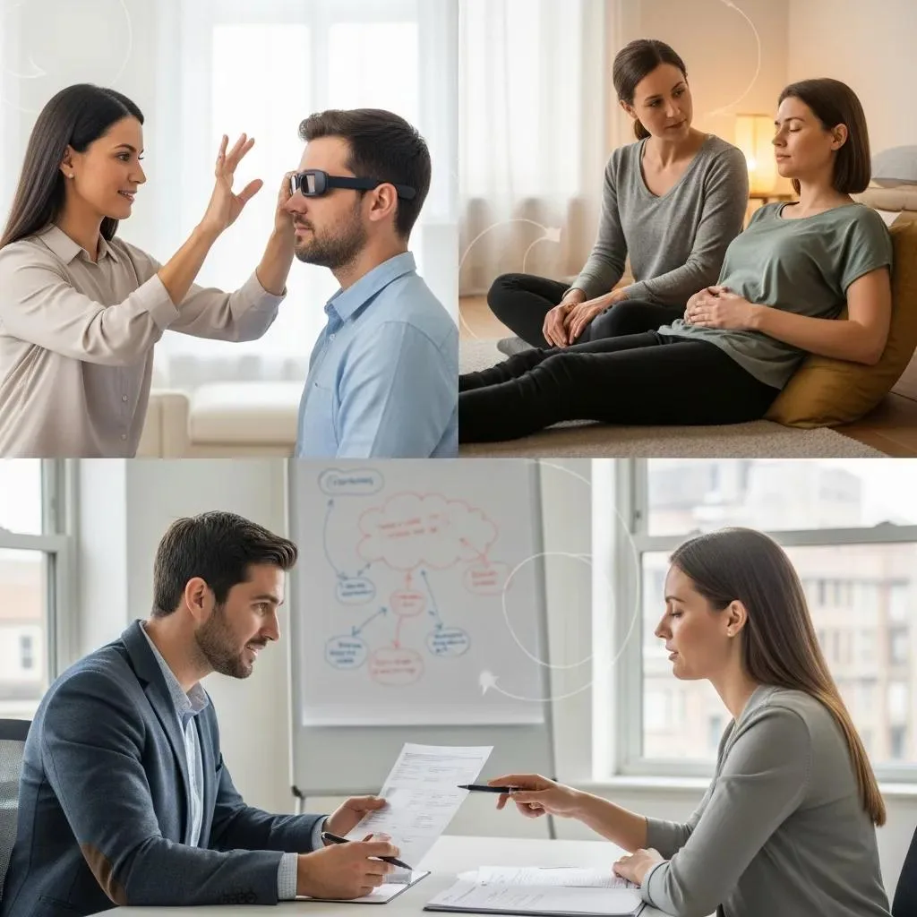 Visual Representation Of Various Trauma Therapy Modalities Including Emdr, Somatic Experiencing, And Cbt